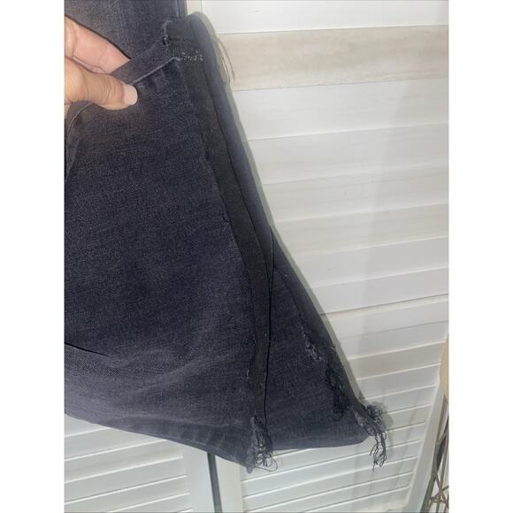 Judy Blue Jeans Womens Sz 7 28” Black Super Flare Frayed Festival 60s Hippie - Picture 5 of 11